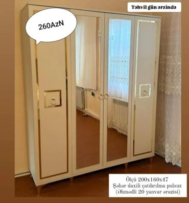 Dolablar: Yeni, Açılan, 4 qapılı Düz dolab, Qarderob, paltar dolabı, Azərbaycan — 2