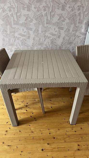 ucuz mebeler: Məhsul: 4 nəfərlik masa–stul dəsti Təsvir: - Rattan fakturalı, bej — 4