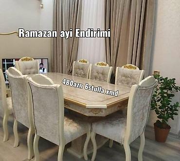 heyet stol stul: Qonaq otağı üçün, Yeni, Açılmayan, Dördbucaq masa, 6 stul — 5