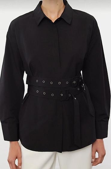 koynəylər: 👕 Qara kəmərli oversize qadın köynəyi – ikili kəmər modeli {40dan 48 — 2