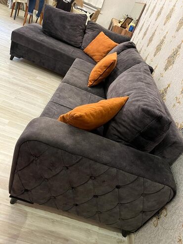 Диваны: Угловой диван, Б/у, Нераскладной, Без подьемного механизма, Ткань