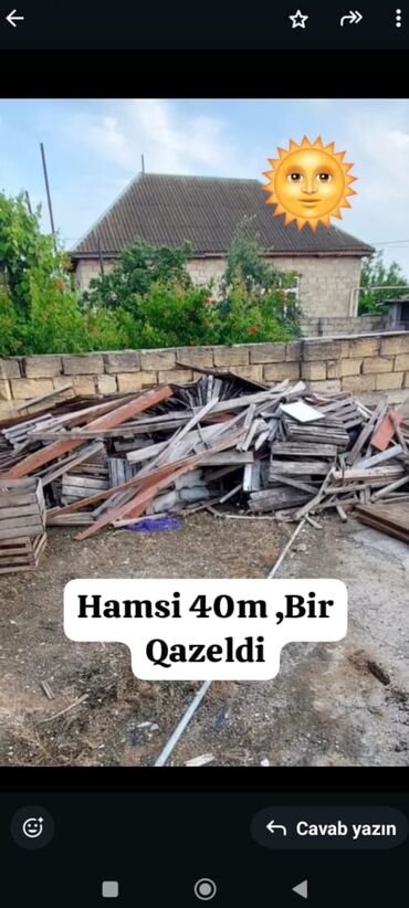 ucuz taxta: Təxminən 40 metr uzunluğunda müxtəlif taxta parçaları. Tikinti və ya