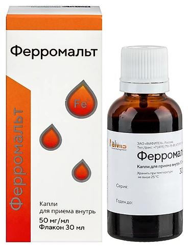 Ферромальт — капли для приема внутрь. - Форма выпуска: флакон 30 мл