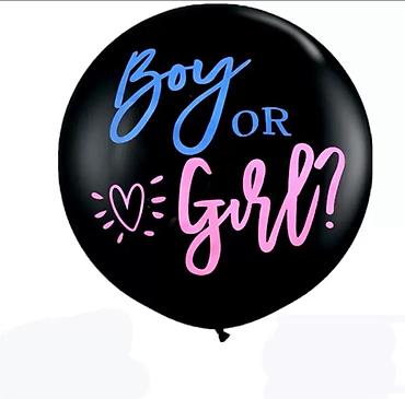 надувной банан: Шар для гендер-пати «Boy or Girl?» с конфетти - Большой черный шар с — 2