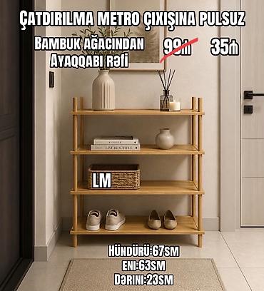 ayaqqabı yigan: Bambuk ağacından ayaqqabı rəfi - Material: təbii bambuk - 4 səviyyəli — 1