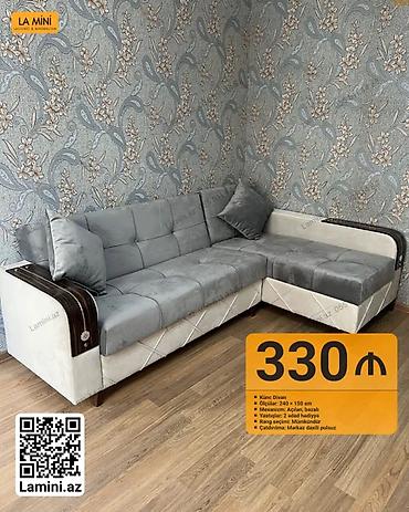 qoşa divan: Künc divan - Ölçülər: 240 x 150 sm - Mexanizm: Açılan, bazalı (yataq — 1