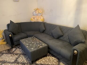 двуспальный диван: Угловой диван, Б/у, Раскладной, С подъемным механизмом, Велюровая ткань, Нет доставки