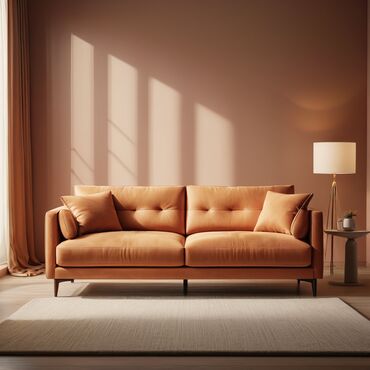 мебель спалный: Прямой диван, цвет - Оранжевый, Новый