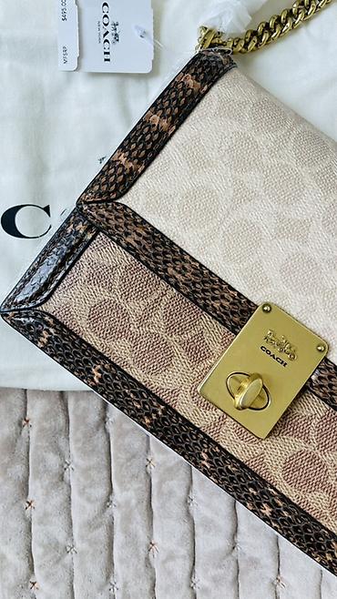 lining бу: Сумка Coach, оригинал. Фирменная канва+кожа+змеиная кожа. Канва coach — 2