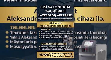 Gözəllik Salonları: Kişi salonunda təcrübəli lazeroloq üçün vakansiya. Axtarış — 1