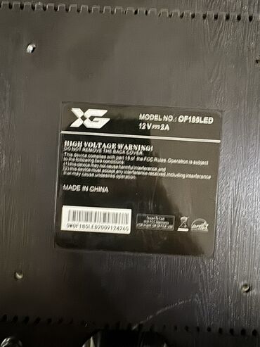Комплектующие для ПК и ноутбуков: XG markalı LED monitor Model: QF185LED Giriş gücü: 12V ⎓ 2A