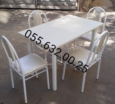 Sifarişlə restoran üçün masa və oturacaq dəstləri: Stullar ilə, Dördbucaq masa, 4 nəfər, Azərbaycan, Zəmanətli, Kredit yoxdur, Ödənişli quraşdırma — 23
