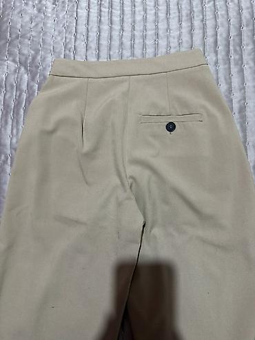 bej şalvar: Bershka qadın şalvarı 34 razmer - Model: Klassik düz kəsim, hündür — 2
