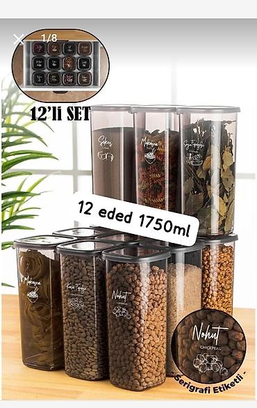 qapi pencere plastik: 12-li mətbəx qabları seti - Tutum: hər qab 1750 ml (12 ədəd) - — 1