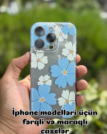 iphone şəmkir: Müxtəlif iPhone modelləri üçün çiçək naxışlı, şəffaf keys. Bu keys