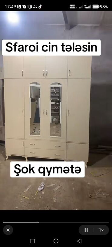 Dolablar: Açılan, 6 qapı Düz dolab, Qarderob, paltar dolabı