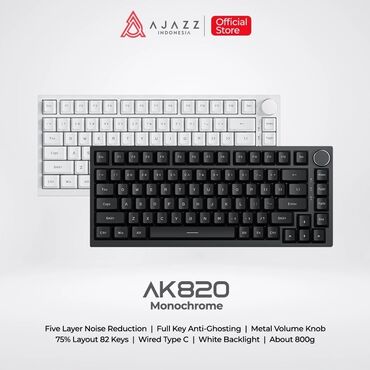 gaming klaviatura: AJAZZ AK 820 Monochrome ⌨️ 75% li gaming klaviatura Klavişlər: 82