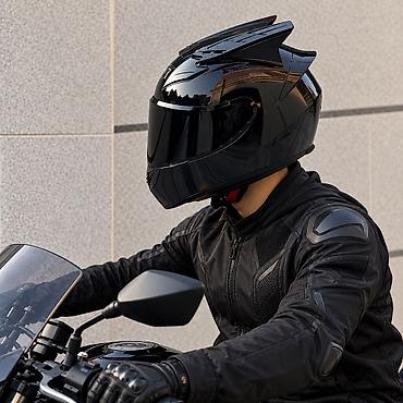 🏍️ Мотошлем интеграл с агрессивным дизайном Шлем 🔥 Стильный чёрный