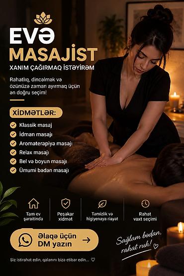 masaj xırdalan: Klassik masaj, Kişilər üçün, Evə gəlməklə — 1