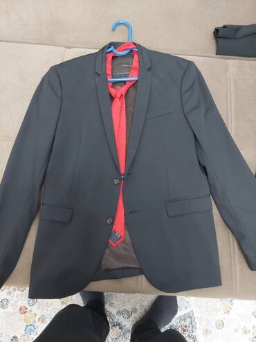льняной пиджак мужской: Костюм M (EU 38), цвет - Черный