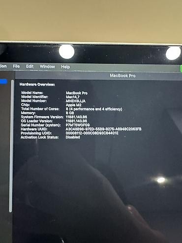 macos: MacBook Pro 13" M2 2022 — 8/256 GB Характеристики: Apple M2 8 GB — 7