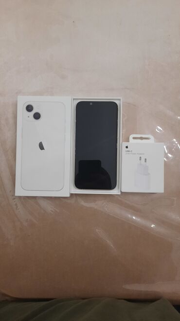 kredite telefonlar: IPhone 13, 256 ГБ, Белый, Гарантия, Отпечаток пальца, Беспроводная зарядка