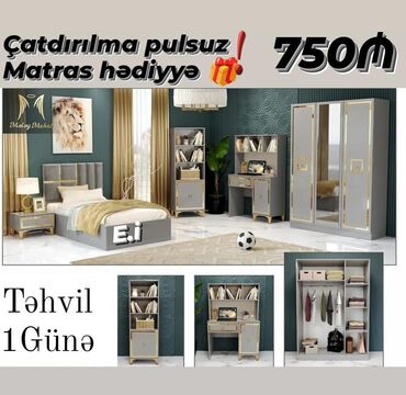 Masa və oturacaq dəstləri: Oğlan və qız üçün, Yeni, Təknəfərlik çarpayı, Yazı masası, Dolab, 2 tumba