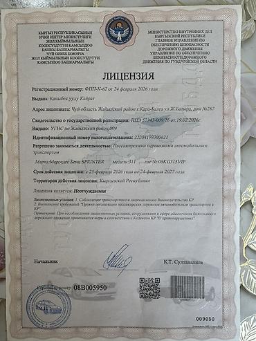 sprinter 2 2: Пункт назначения: Шымкент, Количество мест: 18, Лицензия №: ППП-К-62 — 4
