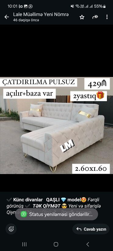 Uşaq və gənc otağı üçün dəstlər: Künc divan, Qonaq otağı üçün, Bazalı, Açılan, Kitab