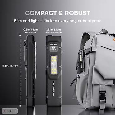 чехол кий: EDC тактический фонарь - плоский перезаряжаемый LED-фонарик с цифровым — 5