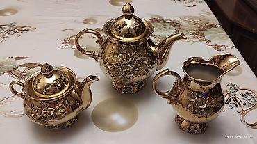 qızıl balıq: Çay dəsti, rəng - Qızılı, Keramika — 8