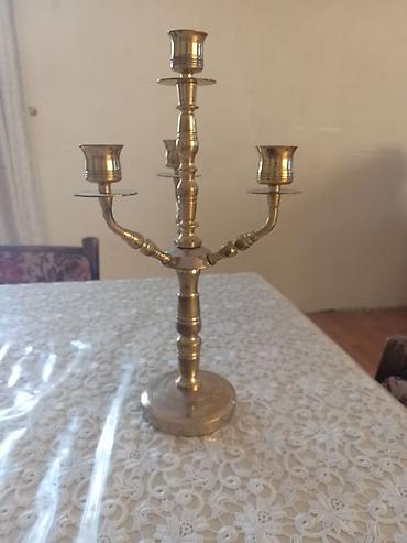 dekor qrup: Misin şamdan – 5 şamlı - Material: döküm mis (parlaq sarı ton) - — 1