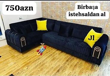mexmer parca: Künc divan – birbaşa istehsaldan - Rəng: tünd göy (velur tipli parça) — 1