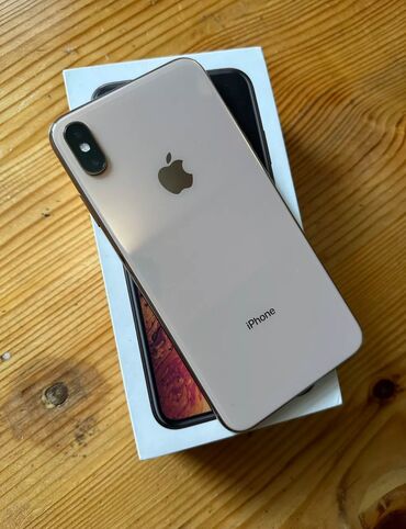 Apple iPhone: IPhone Xs Max, Б/у, 256 ГБ, Золотой, Защитное стекло, Чехол, Коробка, 80 %