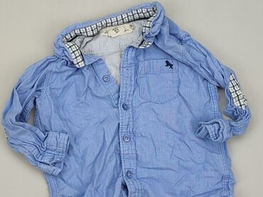 crop top na długi rękaw: Koszula 1.5-2 lat, stan - Bardzo dobry, wzór - Jednolity kolor, kolor - Błękitny