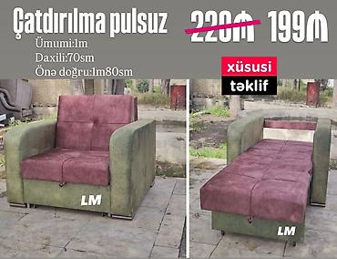 parça dolab: Çevrilə bilən kreslo-çarpayı - Ölçülər: - Ümumi eni: 1 m - Daxili — 1