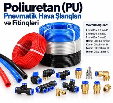 Təmir və tikinti: Poli̇uretan pnevmati̇k hava xətləri̇ şlanqlari və başliqlari 4mm od x — 1