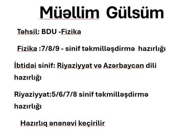 turkanda ev alqi satqisi: Repetitor | Riyaziyyat, Fizika | İmtahanlara hazırlıq, Abituriyent hazırlığı