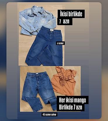 klassik saat: Qadın geyim dəstləri 1) Cins gödəkcə + cins şalvar - Ölçü: S - İkisi — 1