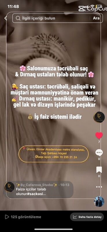 Продажи, работа с клиентами: Xidmət: Gözəllik studiyasında iş imkanı – saç və dırnaq ustaları
