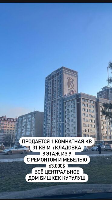 кв 1 комн: 1 комната, 32 м², Элитка, 8 этаж, Евроремонт