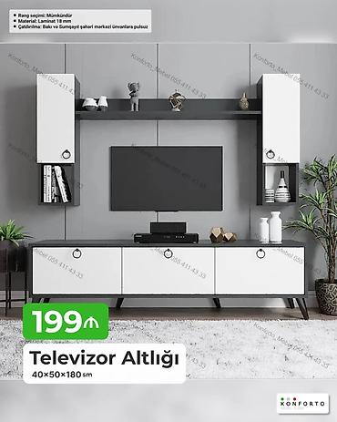 divarda kitab refleri: Televizor altlığı və asma divar modulları dəsti - Ölçü: 40 × 50 × 180 — 1