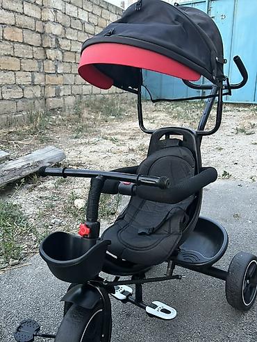 isma urban: Uşaq üçün üçtəkərli velosiped-araba - Rəng: qara, qırmızı detallarla — 4
