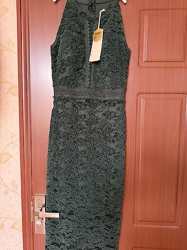 vecerni don: Tünd yaşıl rəngdə zərif krujeva midi don. - Model: qolsuz, balıqçı — 1