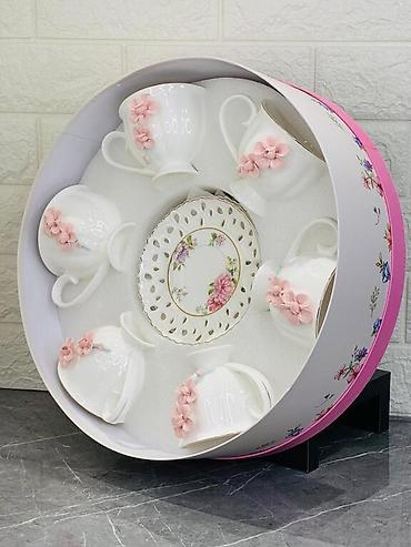 çay servis: Çay dəsti, rəng - Ağ, Farfor, 6 nəfərlik — 2