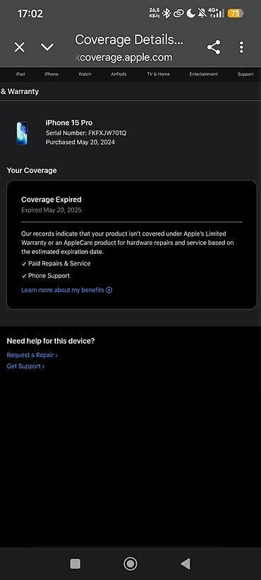 Apple iPhone: IPhone 15 Pro, Б/у, 256 ГБ, Natural Titanium, 89 % — 9