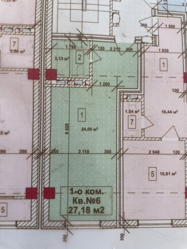 срочно продаётся 1 комнатная квартира в районе ошского рынка по улице кенсуйская 17: Срочно продаётся 1 ком кВ студия со своим сан узлом 27.18 м2 Кирпичный