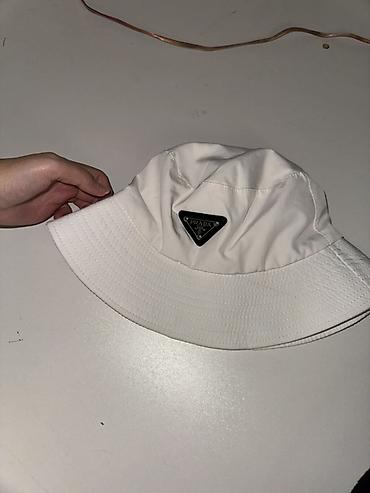 ağ kurtka: Prada bucket papaq – ağ rəng - Klassik bucket kəsimi, geniş dairəvi — 1