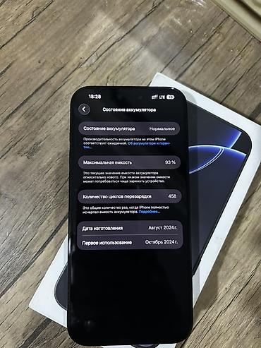 компьютеры новые: IPhone 16 Pro Max, Б/у, 256 ГБ, Черный, Коробка, 93 % — 6