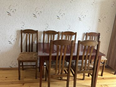 Masa və oturacaq dəstləri: Qonaq otağı üçün, İşlənmiş, Açılan, Dördbucaq masa, 6 stul